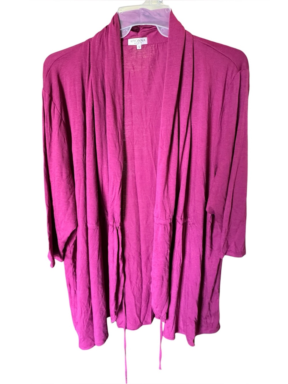 Kiyonna Fuchsia Open-Front Drawstring Cardigan